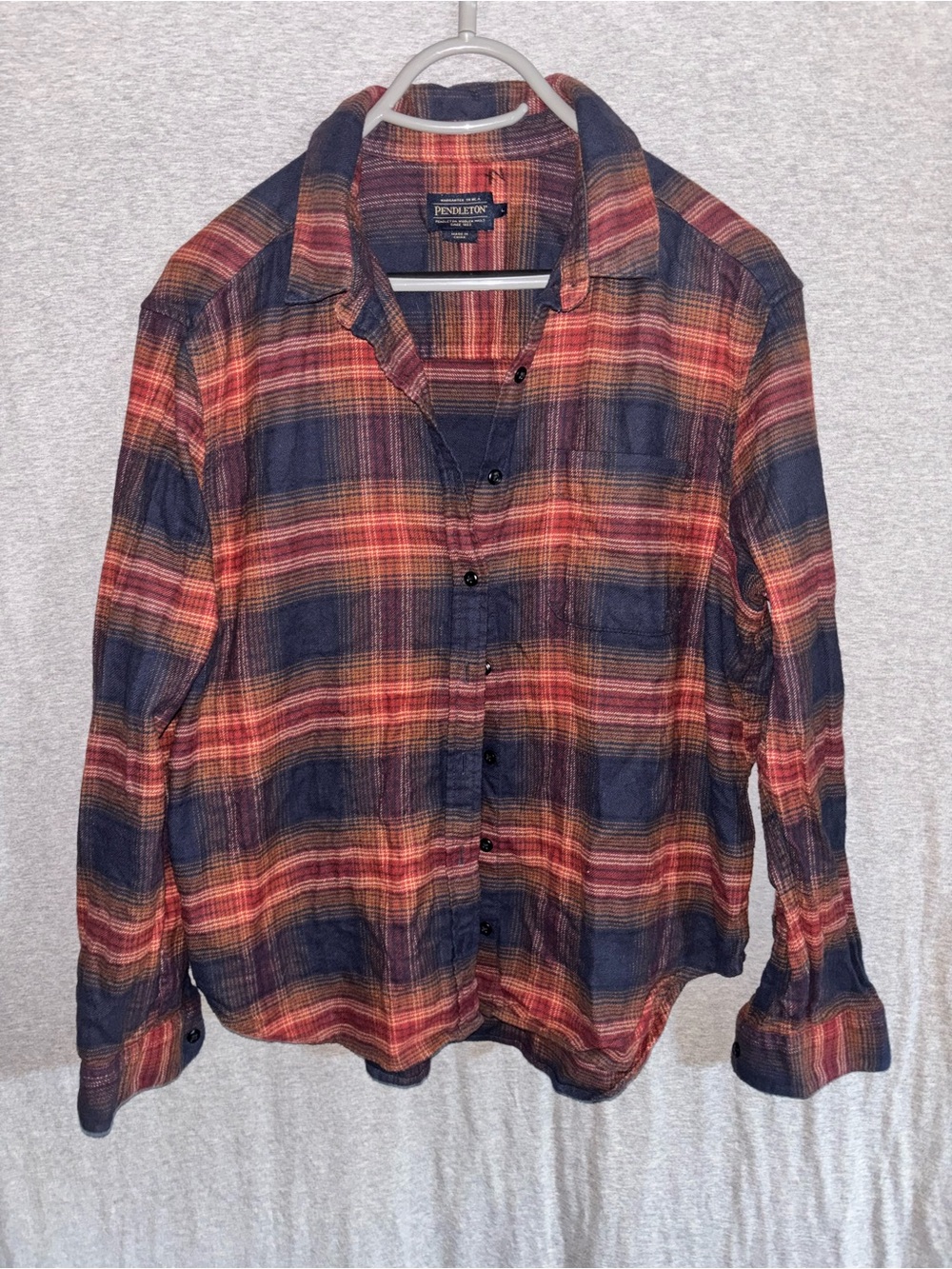 Pendleton Navy and Red Plaid Button-Down Shirt